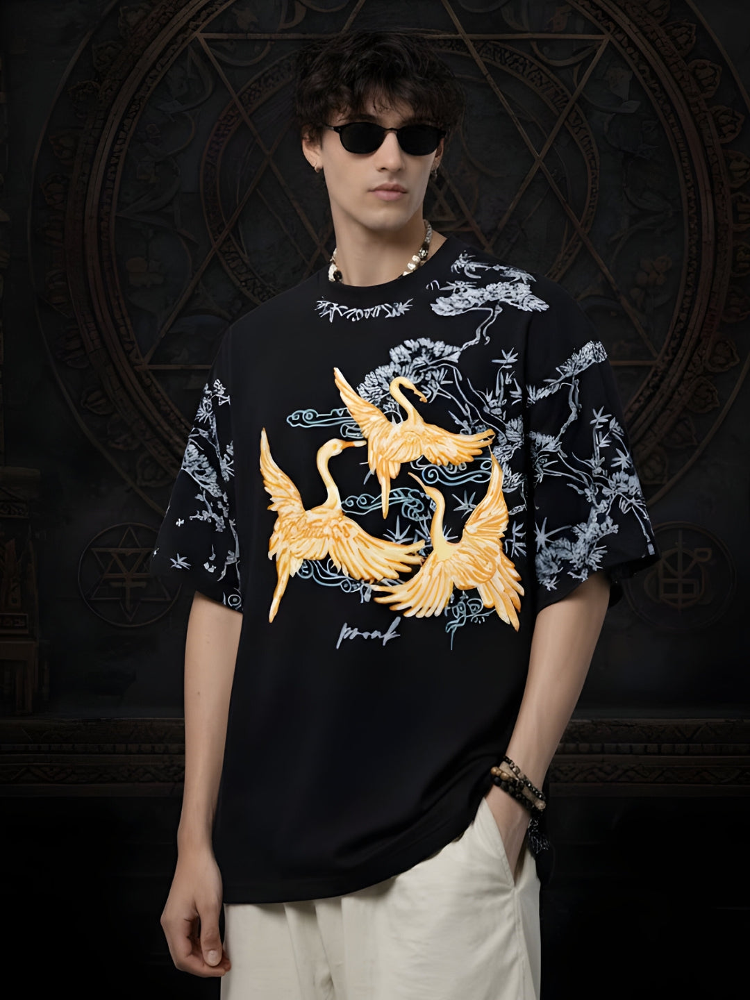 Mandala Roots Men's Premium Oversized T-Shirt – Black