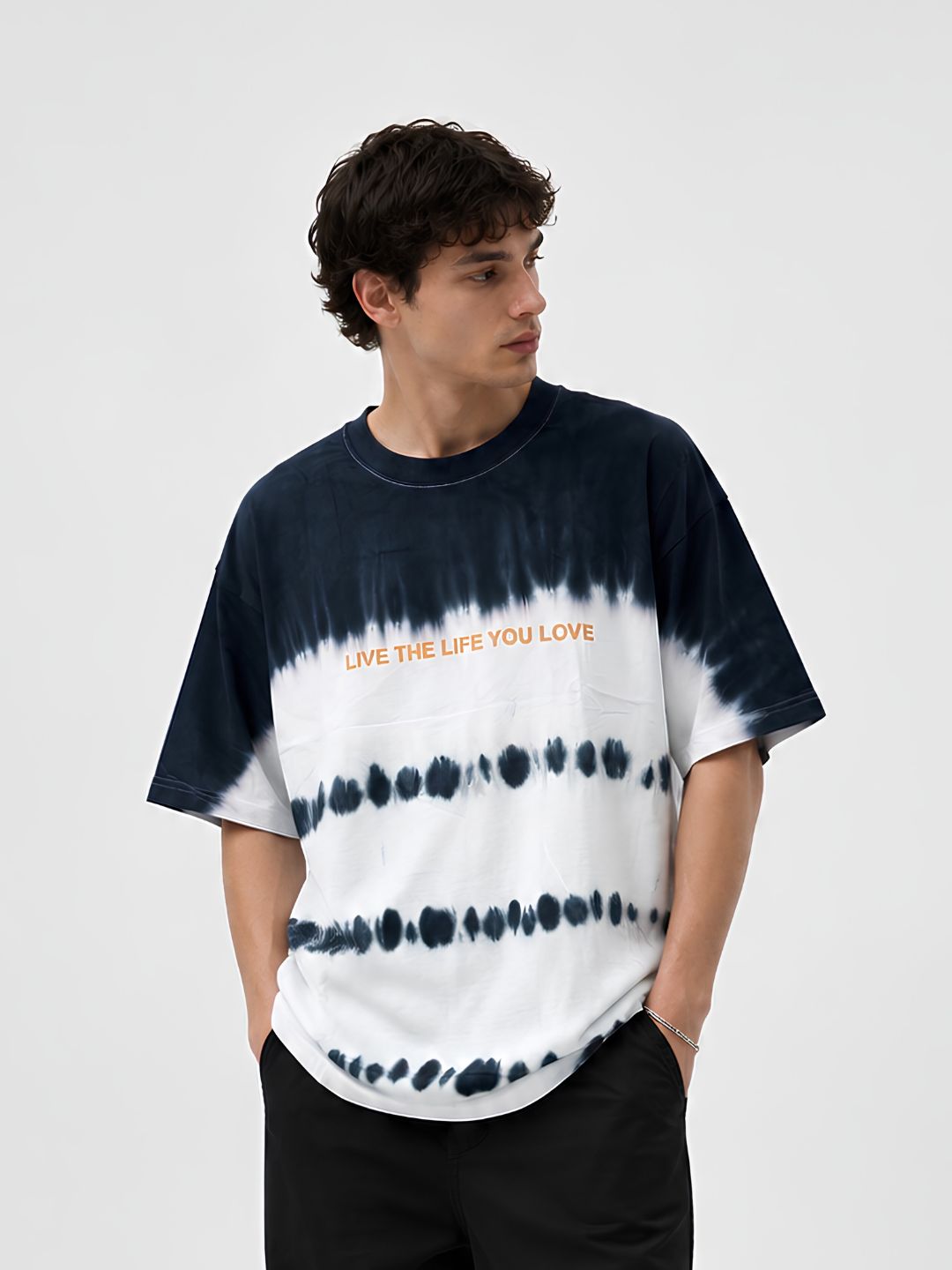 Men's Black Retro Wash Graphic Printed Oversized T-Shirt