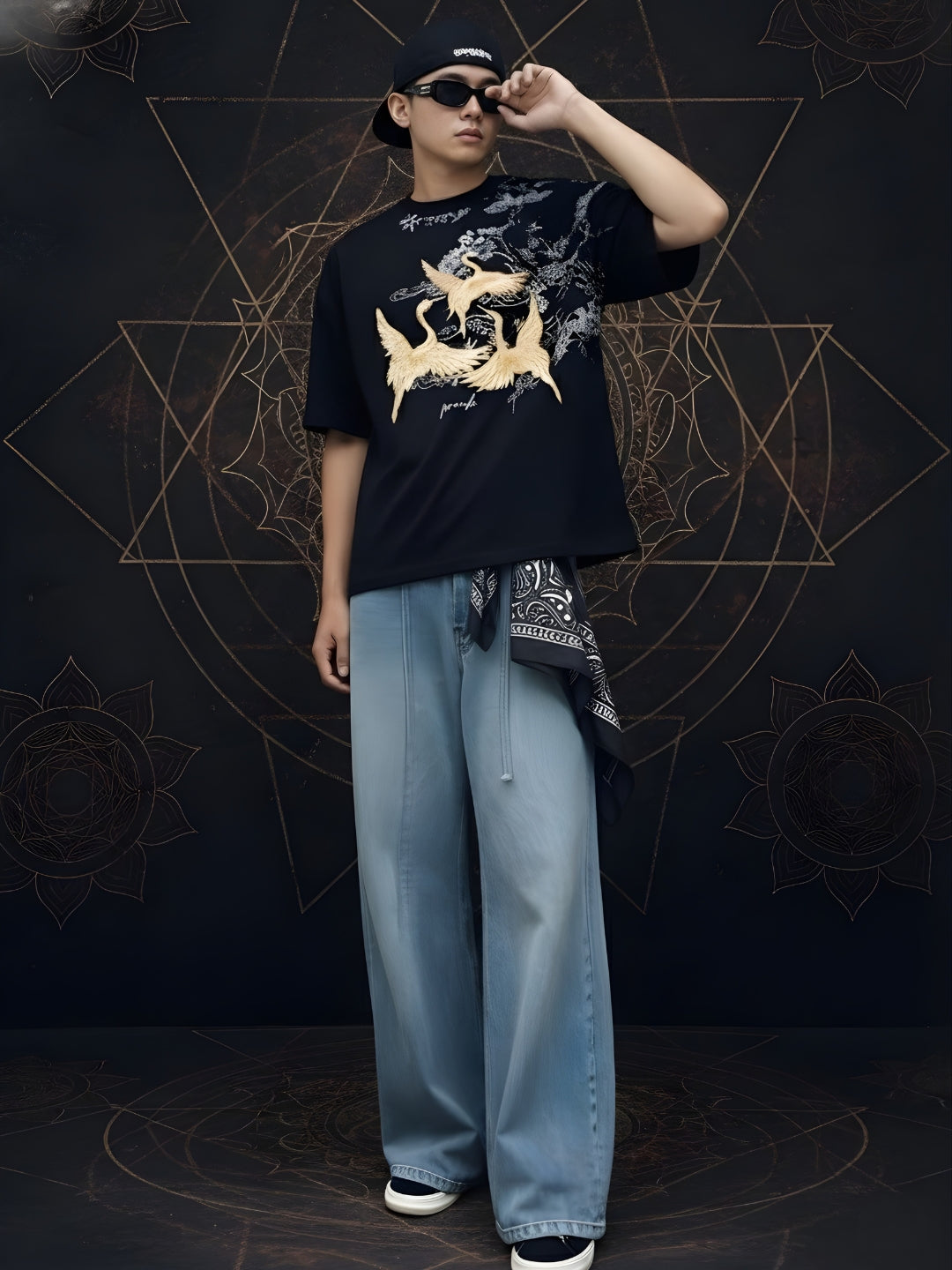 Mandala Roots Men's Premium Oversized T-Shirt – Black