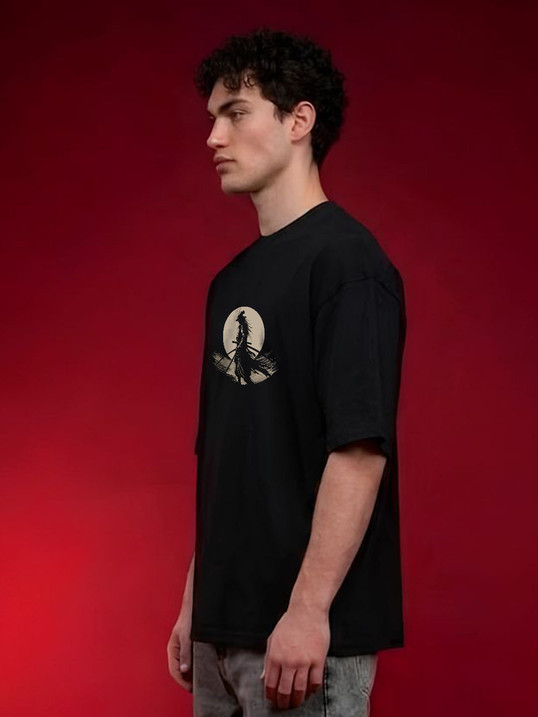 Shadow of Resolve Men's Printed Oversized T-Shirt – Black
