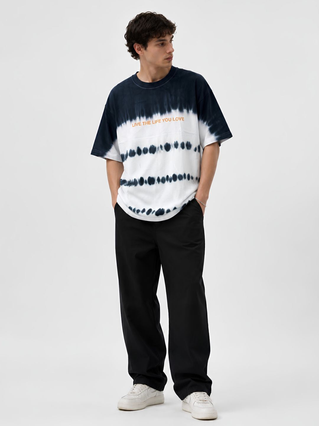 Men's Black Retro Wash Graphic Printed Oversized T-Shirt