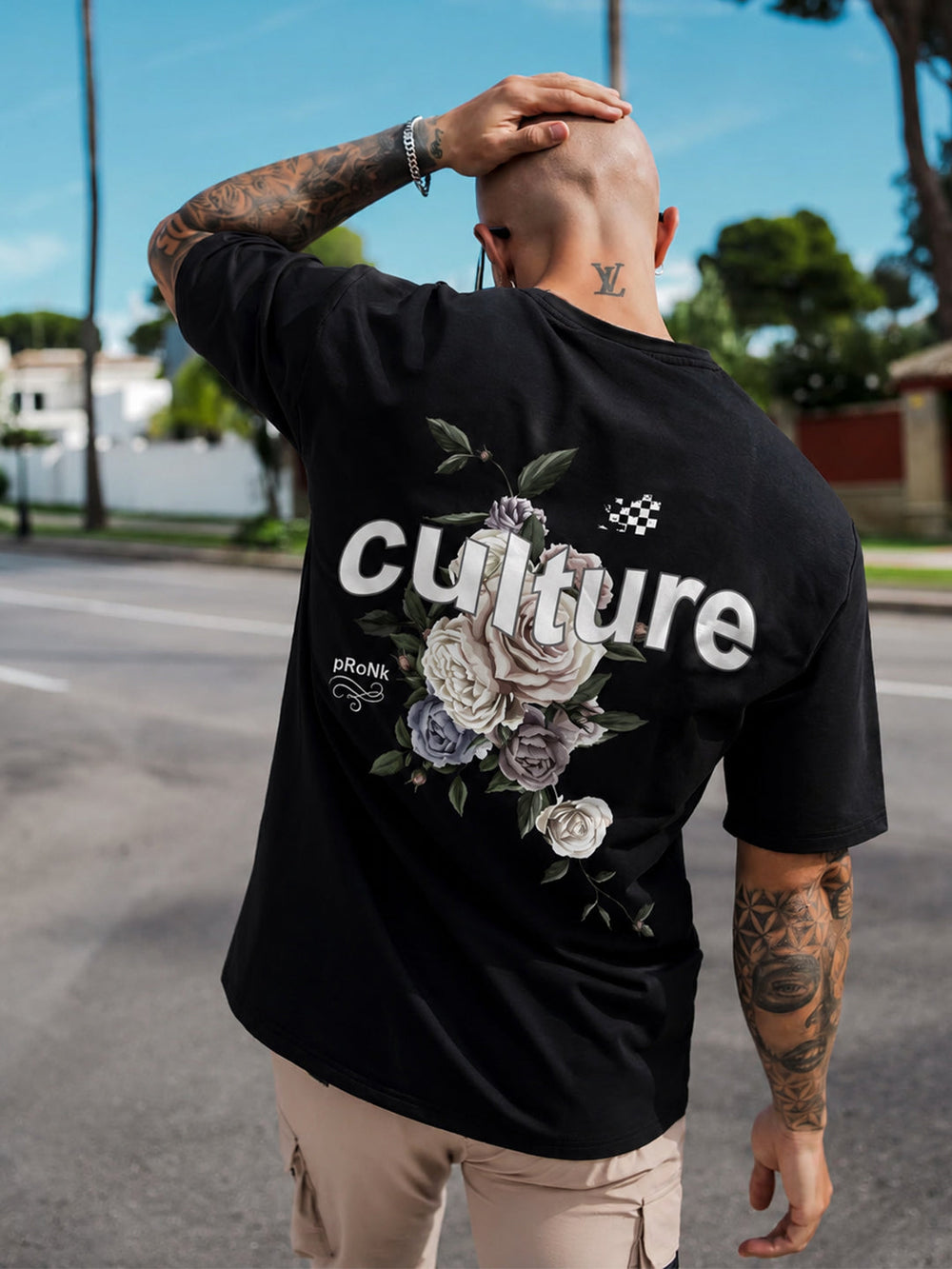 Culture Men's Printed Oversized T-Shirt – Black