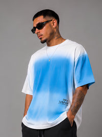 Men's Retro Wash Puff Printed Oversized T-Shirt – Blue