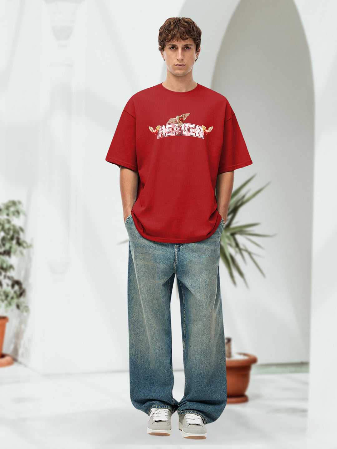 HEAVEN Men Printed Oversized T-Shirt