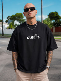 Culture Men's Printed Oversized T-Shirt – Black