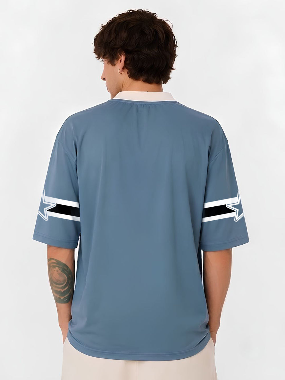 Men's Air Force Blue Oversized Varsity T-Shirt – Polo Collar