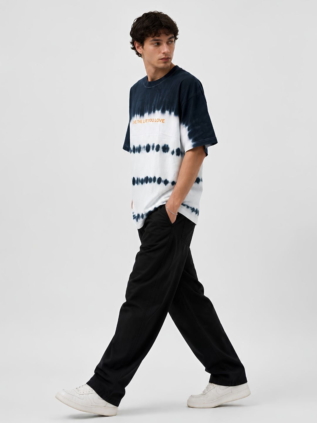 Men's Black Retro Wash Graphic Printed Oversized T-Shirt