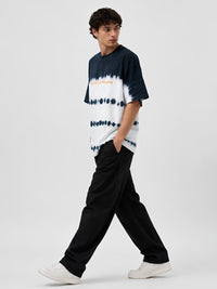 Men's Black Retro Wash Graphic Printed Oversized T-Shirt