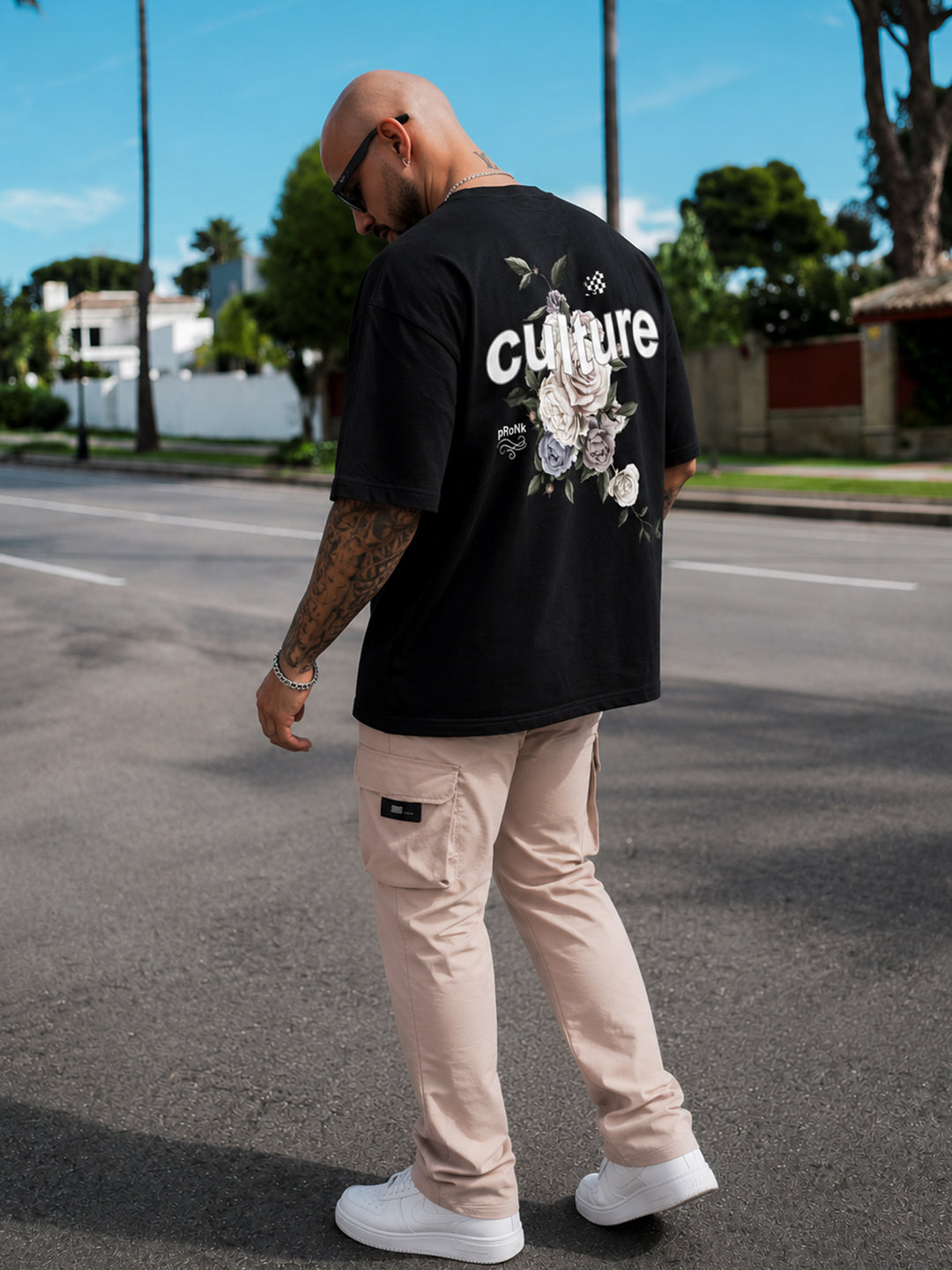 Culture Men's Printed Oversized T-Shirt – Black