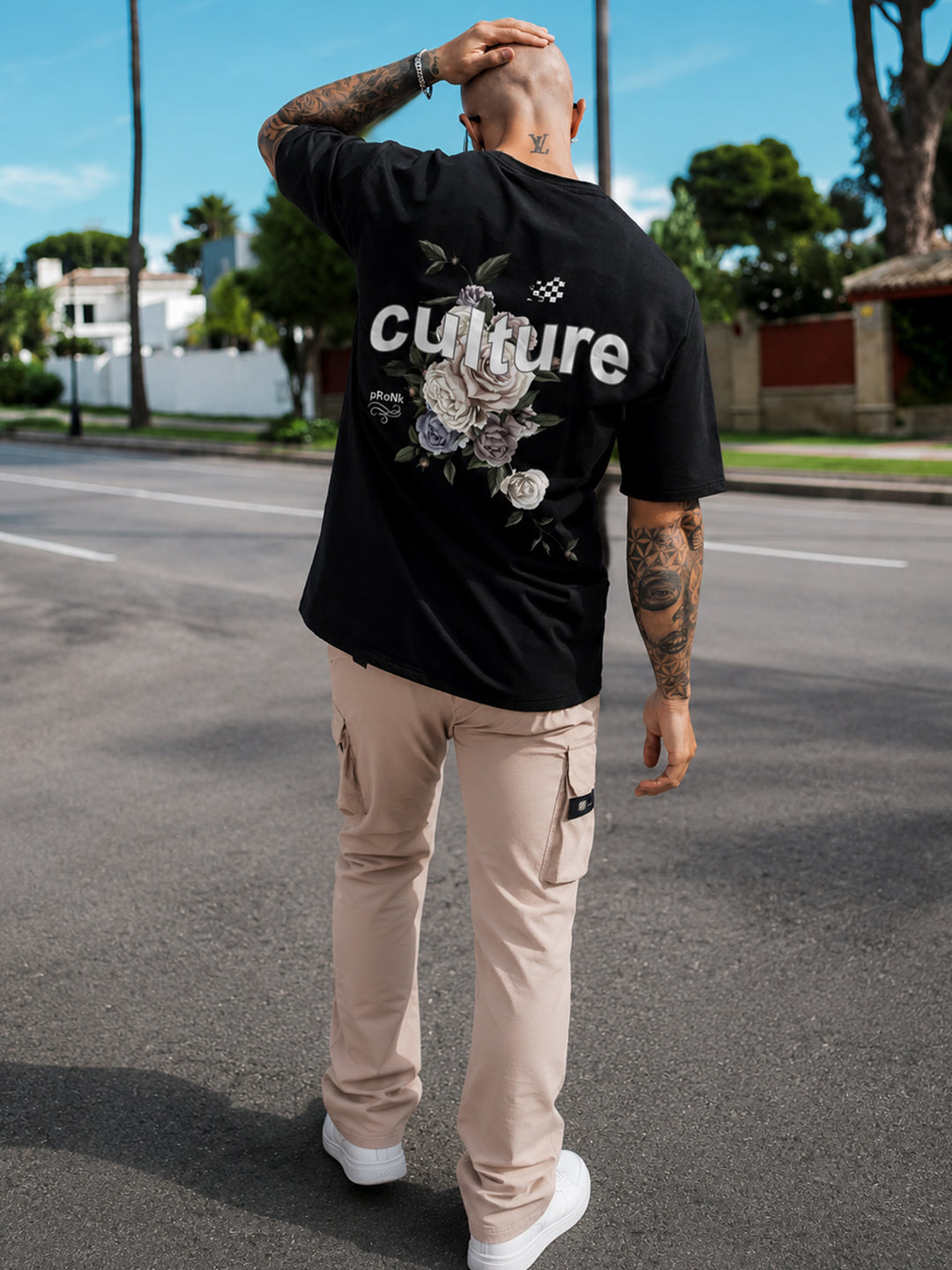 Culture Men's Printed Oversized T-Shirt – Black