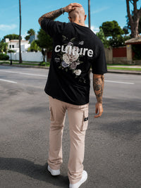 Culture Men's Printed Oversized T-Shirt – Black