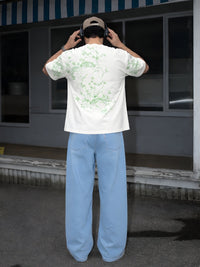 Mandala Roots Men's Puff Printed Oversized T-Shirt – Off White