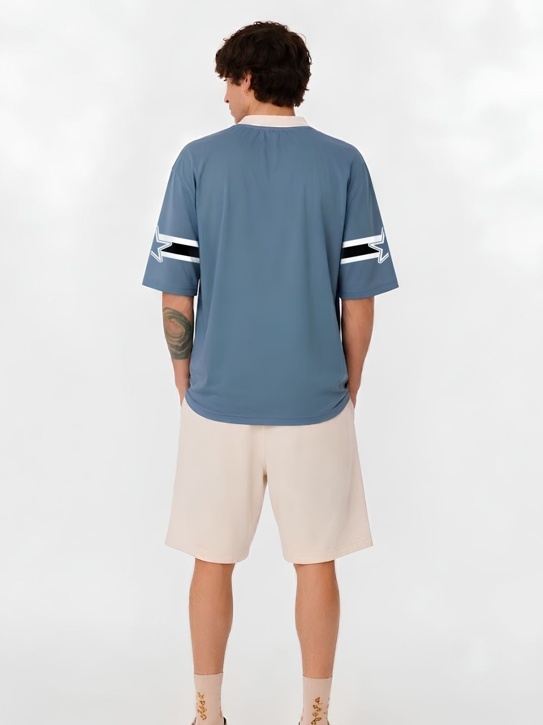 Men's Air Force Blue Oversized Varsity T-Shirt – Polo Collar
