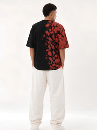 Men's Black &amp; Red Retro Wash Oversized T-Shirt