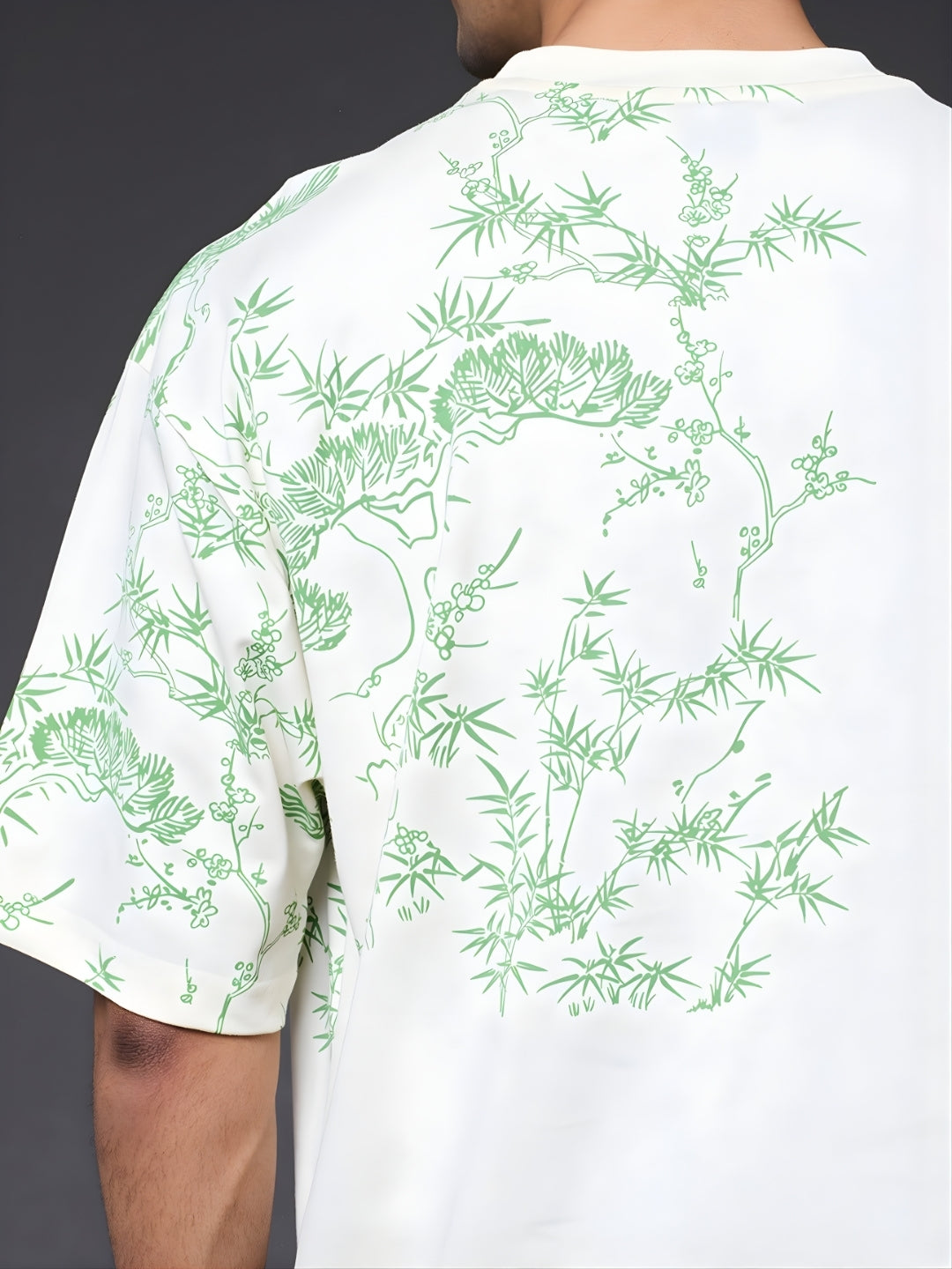 Mandala Roots Men's Puff Printed Oversized T-Shirt – Off White