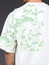 Mandala Roots Men's Puff Printed Oversized T-Shirt – Off White